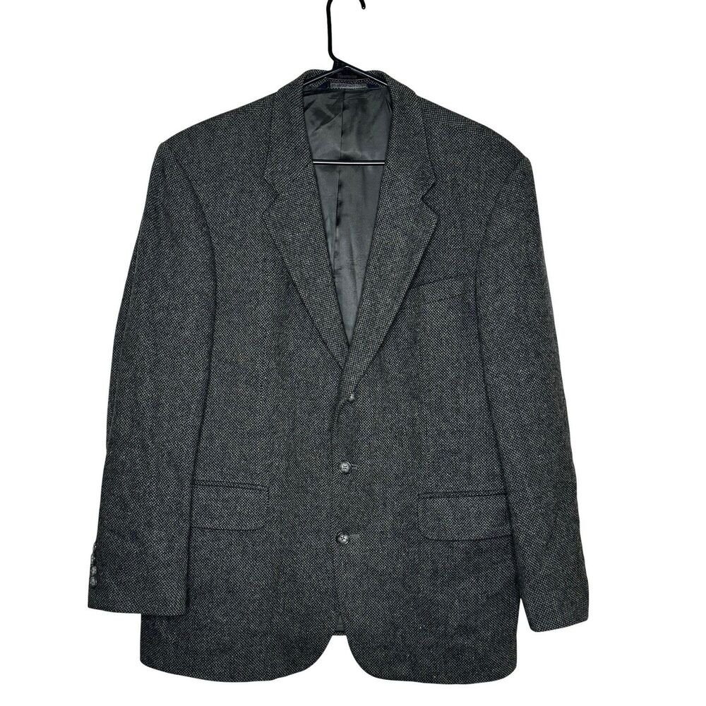 Lands End Men’s Blazer Tweed Sport Coat 43R Wool Lambswool‎ Made in USA Vintage